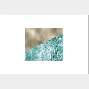 Inverno Turchese marble and gold Posters and Art